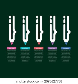 education information template. five pen informational template. internet, annual report, web infographic template. business infographic template