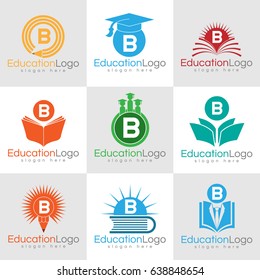 Education Initial Letter B Logo Set Stock Vector (Royalty Free ...