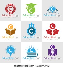 education initial Letter C Logo set