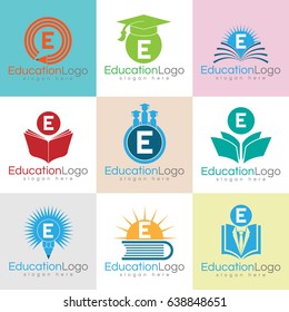 education initial Letter E Logo set