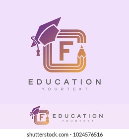 education initial Letter F Logo design