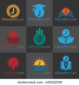 education initial Letter J Logo set