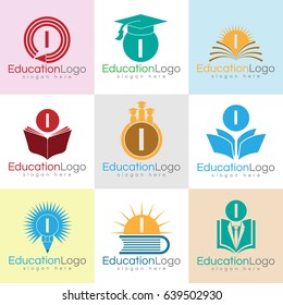 education initial Letter I Logo set
