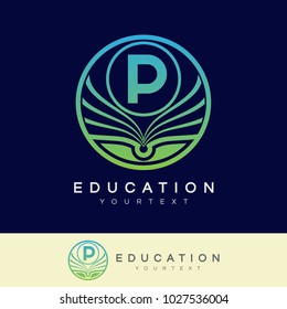 education initial Letter P Logo design