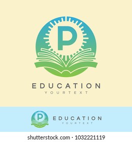 education initial Letter P Logo design