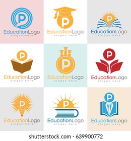 education initial Letter P Logo set