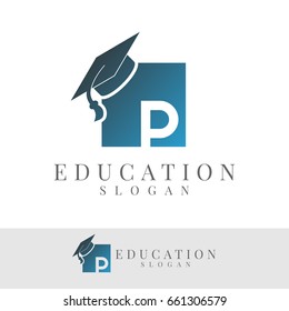 education initial Letter P Logo design
