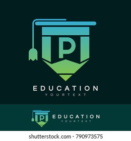 education initial Letter P Logo design