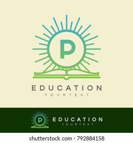 education initial Letter P Logo design