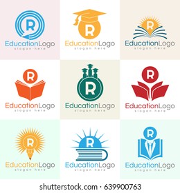 education initial Letter R Logo set