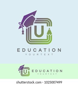 education initial Letter U Logo design