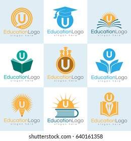 education initial Letter U Logo set