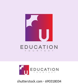 education initial Letter U Logo design