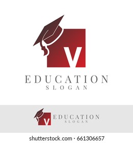 education initial Letter V Logo design