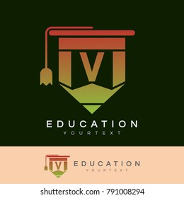 education initial Letter V Logo design