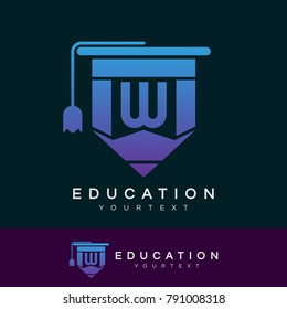 education initial Letter W Logo design