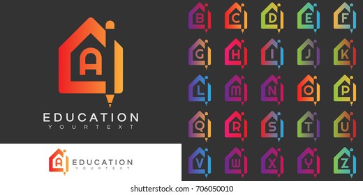 education initial Letter A to Z Logo design