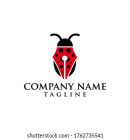 education insect. pen and bug concept logo, icon, symbol, ilustration design template