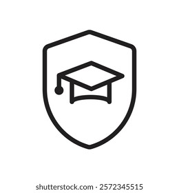 Education insurance icon Vector flat thin line illustration