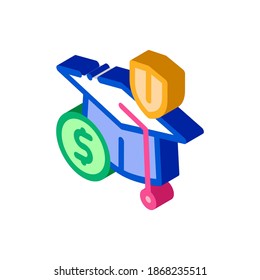 education insurance icon vector. isometric education insurance sign. color isolated symbol illustration