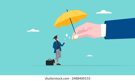 education insurance with Successful students receive educational degrees from the hands of insurance businessmen who support them, guarantee for reduced education costs in the future
