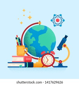 Education, internet studying, distance education. Flat vector illustration. I