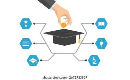 Diseño de concepto plano de Vector de inversión de educación