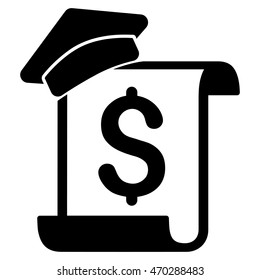 Education Invoice icon. Vector style is flat iconic symbol with rounded angles, black color, white background.