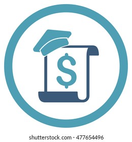 Education Invoice rounded icon. Vector illustration style is flat iconic bicolor symbol, cyan and blue colors, white background.