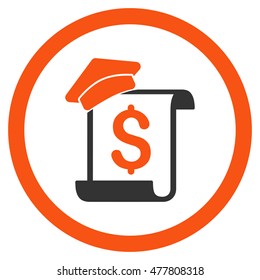 Education Invoice rounded icon. Vector illustration style is flat iconic bicolor symbol, orange and gray colors, white background.