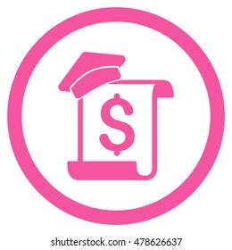 Education Invoice rounded icon. Vector illustration style is flat iconic symbol, pink color, white background.