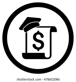 Education Invoice rounded icon. Vector illustration style is flat iconic symbol, black color, white background.