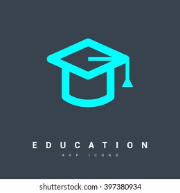 Education isolated minimal single flat linear icon for application and info-graphic. Cap line vector icon for websites and mobile minimalistic flat design.