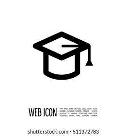 Education isolated minimal single flat linear icon for application and info-graphic. Cap line vector icon for websites and mobile minimalistic flat design.
