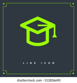 Education isolated minimal single flat linear icon for application and info-graphic. Cap line vector icon for websites and mobile minimalistic flat design.