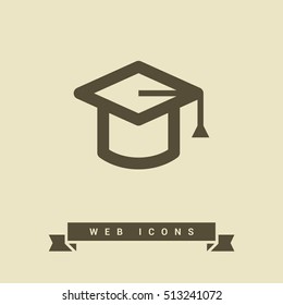 Education isolated minimal single flat linear icon for application and info-graphic. Cap line vector icon for websites and mobile minimalistic flat design.