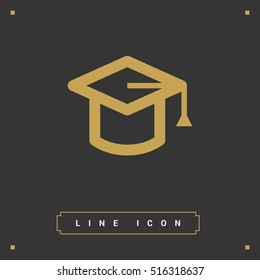 Education isolated minimal single flat linear icon for application and info-graphic. Cap line vector icon for websites and mobile minimalistic flat design.