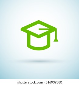 Education isolated minimal single flat linear icon for application and info-graphic. Cap line vector icon for websites and mobile minimalistic flat design.