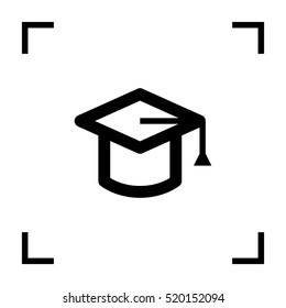 Education isolated minimal single flat linear icon for application and info-graphic. Cap line vector icon for websites and mobile minimalistic flat design.