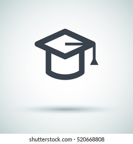 Education isolated minimal single flat linear icon for application and info-graphic. Cap line vector icon for websites and mobile minimalistic flat design.