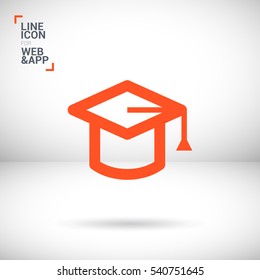 Education isolated minimal single flat linear icon for application and info-graphic. Cap line vector icon for websites and mobile minimalistic flat design.