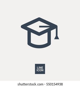 Education isolated minimal single flat linear icon for application and info-graphic. Cap line vector icon for websites and mobile minimalistic flat design.