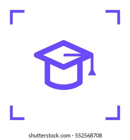 Education isolated minimal single flat linear icon for application and info-graphic. Cap line vector for websites and mobile minimalistic design.
