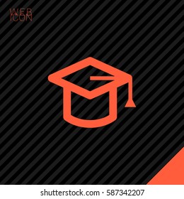 Education isolated minimal single flat linear icon for application and info-graphic. Cap line vector icon for websites and mobile minimalistic flat design.