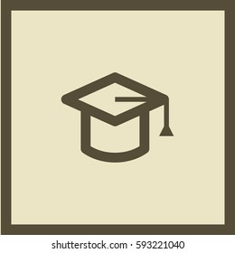Education isolated minimal single flat linear icon for application and info-graphic. Cap line vector icon for websites and mobile minimalistic flat design.