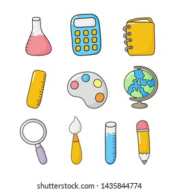 education items isolated on white background. vector Illustration.