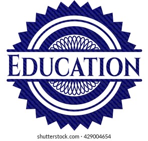 Education jean or denim emblem or badge background