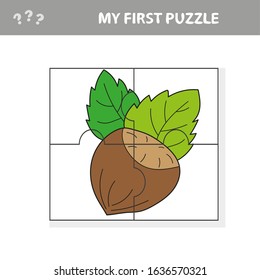 Education Jigsaw Puzzle Game for Preschool Children with nut - my first puzzle