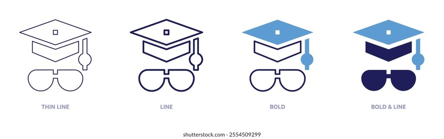 Education journals icon in 4 different styles. Thin Line, Line, Bold, and Bold Line. Duotone style. Editable stroke.
