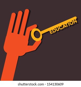 Education key in hand stock vector